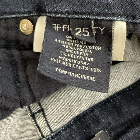 Fidelity Womens ACE Jean Mid Rise Skinny Dark Ginza Rinse Wash sz 25 x 32 - Picture 14 of 15